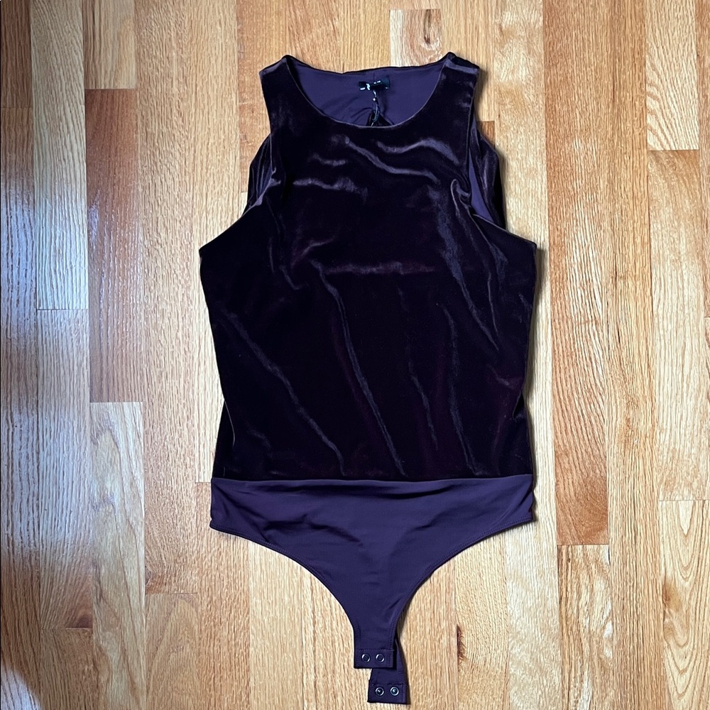 NWT Express Velvet Sleeveless Bodysuit - Deep Purple/Maroon